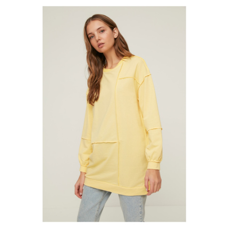 Trendyol Yellow Oversize Ribbed Detail Knitted Sweatshirt