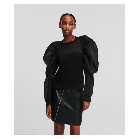 Mikina Karl Lagerfeld Organza Sleeve Sweatshirt Black