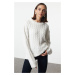 Trendyol Ecru More Sustainable/Couple Soft Texture Basic Knitwear Sweater