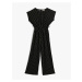 Koton Polka Dot Jumpsuit Round Neck Pleated Waist