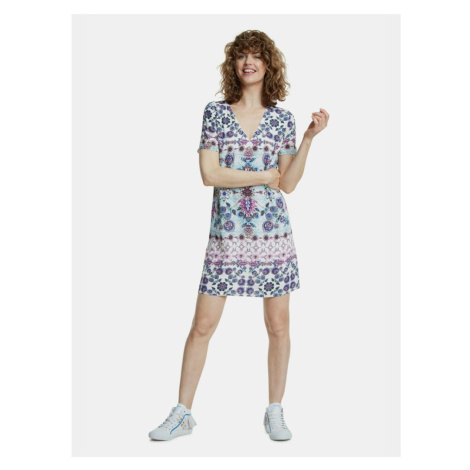 Light blue patterned dress Desigual Yukon - Women