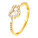 Zlatý prsteň 585 - zirkónové ramená, ligotavý číry obrys srdca so zirkónom - Veľkosť: 61 mm