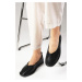 Mio Gusto Black Color Soft Sole Oval Toe Women's Ballerinas