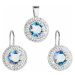 Sada šperkov s krištáľmi Swarovski náušnice a prívesok modré okrúhle 39107.3 light sapphire shim