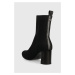 Členkové topánky Tommy Hilfiger FEMININE ESSENTIAL KNIT dámske, čierna farba, na podpätku, FW0FW