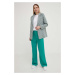 Nohavice Answear Lab dámske, zelená farba, široké, vysoký pás