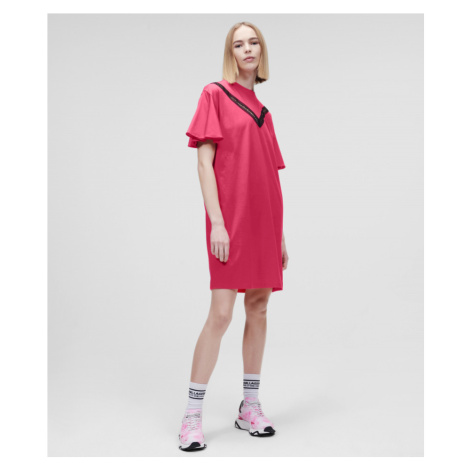 Šaty Karl Lagerfeld Lace Insert Jersey Dress Ružová
