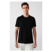 Avva Men's Black Crew Neck Printed Soft Touch Standard Fit Regular Cut T-shirt