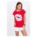 Blouse with red lip print