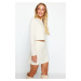 Trendyol Beige Low Shoulder Crew Neck Crop Thessaloniki/Knitwear Look Knitted Blouse