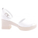 DGN 50-01 23y Women's Thick Strapped Ankle Strap Heeled Sandals Genuine Leather White