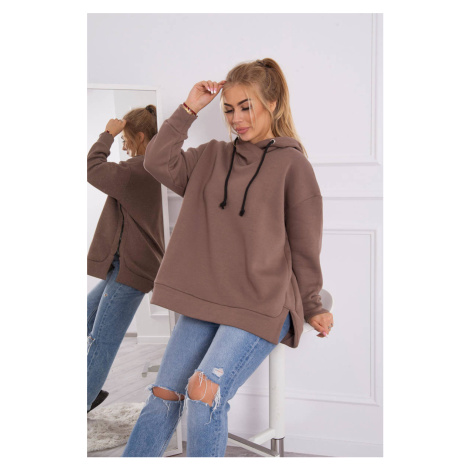 Insulated sweatshirt with zipper on the side of the mocha