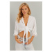 Cool & Sexy Women's White Tie Blouse KS034