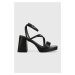 Kožené sandále Guess TILINE čierna farba, FL6TLI LEA03