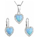 Sada šperkov so syntetickým opálom a krištálmi Preciosa náušnice a prívesok svetlo modré srdce 3
