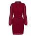 Mela London Šaty 'LONG SLEEVE PLEATED BELTED DRESS'  červená