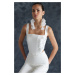 Trendyol Bridal White Corset Detailed Woven Bustier with Flower Accessories