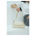 Madamra Cream Women's Plain Design Clamshell Tote Bag