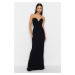 Trendyol Black Strapless and Chest Detailed Long Evening Evening Dress