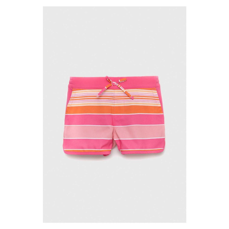 Detské krátke nohavice Columbia Sandy Shores Boardshort ružová farba, vzorované