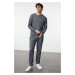 Trendyol Light Gray Regular/Normal Cut Basic Pique Textured Tracksuit