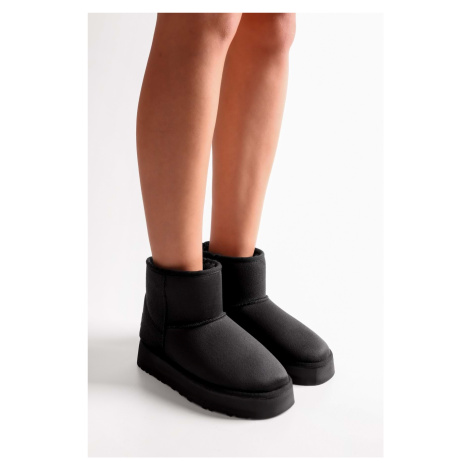 Shoeberry Women's Uggy Black Pile Short Suede Boots Black Textile.