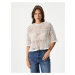 Koton Crop Crochet Sweatshirt Hooded Short Sleeve Openwork