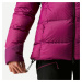 Dámska páperová bunda MT900 s kapucňou na horskú turistiku do -18 °C fialová