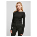 Women's sweater with short rib knit - black