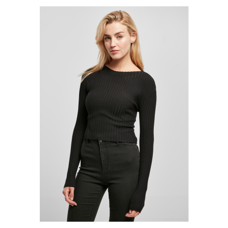 Women's sweater with short rib knit - black Urban Classics