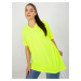 Fluo žlutá hladká halenka plus size s výstřihem JEDNA