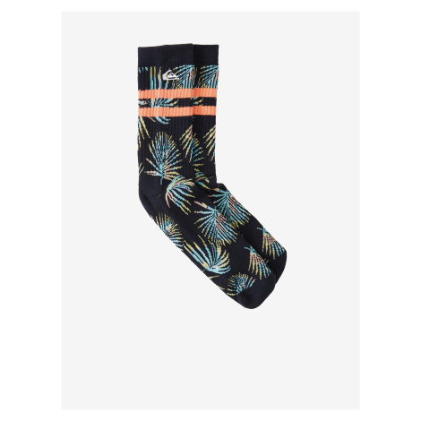 Sada dvoch párov vzorovaných ponožiek v čiernej a modrej farbe Quiksilver
