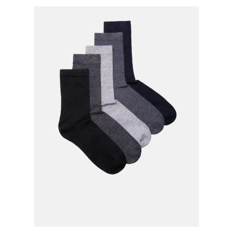 Sada piatich párov pánskych ponožiek v čiernej, tmavosivej, svetlosivej a tmavomodrej farbe Edot