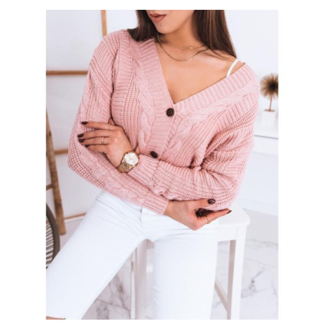 Ružový zapínaný sveter pre dámy DStreet