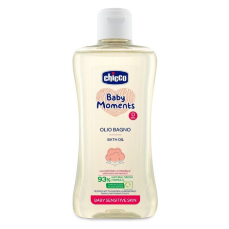 CHICCO Olej do kúpeľa s bavlnou a vitamínom E Baby Moments Sensitive 93 % prírodných zložiek 200