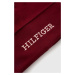Bavlnená čiapka Tommy Hilfiger bordová farba biela, z tenkej pleteniny, bavlnená
