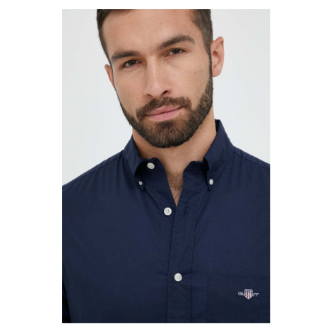 Bavlnená košeľa Gant pánska, tmavomodrá farba, regular, s golierom button-down