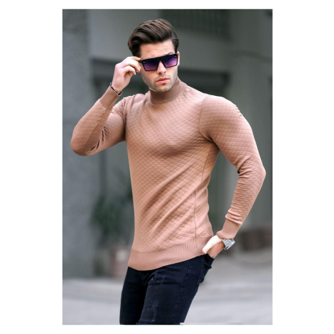 Madmext Men's Camel Turtleneck Knitwear Sweater 6857