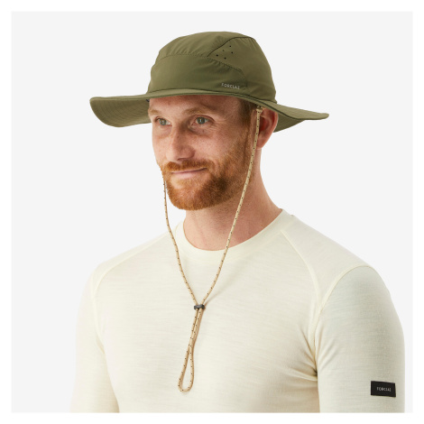 Pánsky trekingový klobúk MT500 s ochranou proti UV kaki FORCLAZ