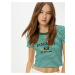 Koton Crop T-Shirt Short Sleeve Crew Neck Slim Fit Camisole Embroidered