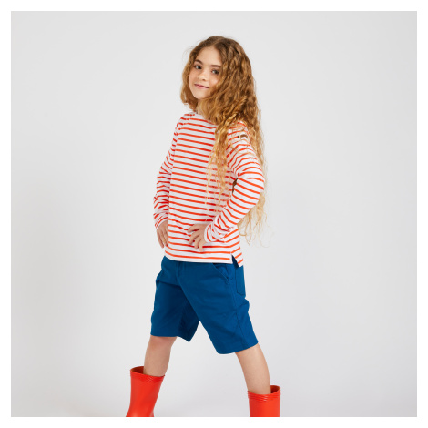 Dievčenské námornícke tričko Sailing 100 s dlhým rukávom bielo-červené TRIBORD