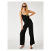 Koton Strappy Jumpsuit V-Neck Satin Look