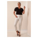 By Saygı Lycra Plus Size Trousers throughout the length with an elasticated waist.