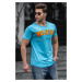 Madmext Men's Blue Neon Embroidery Printed T-Shirt 4540