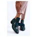 Leather brogues with suede bow green thalia