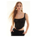 Trendyol Black Form-fitting Corset Detailed Knitted Tulle Bustier