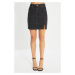 Trendyol Black Stitch Detail Slit Denim Skirt