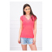 Blouse with lace neckline pink neon