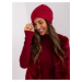 Burgundy women's beanie with rhinestones