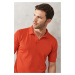 ALTINYILDIZ CLASSICS Men's Red Standard Fit Plain Polo Neck Short Sleeve Knitwear T-Shirt
